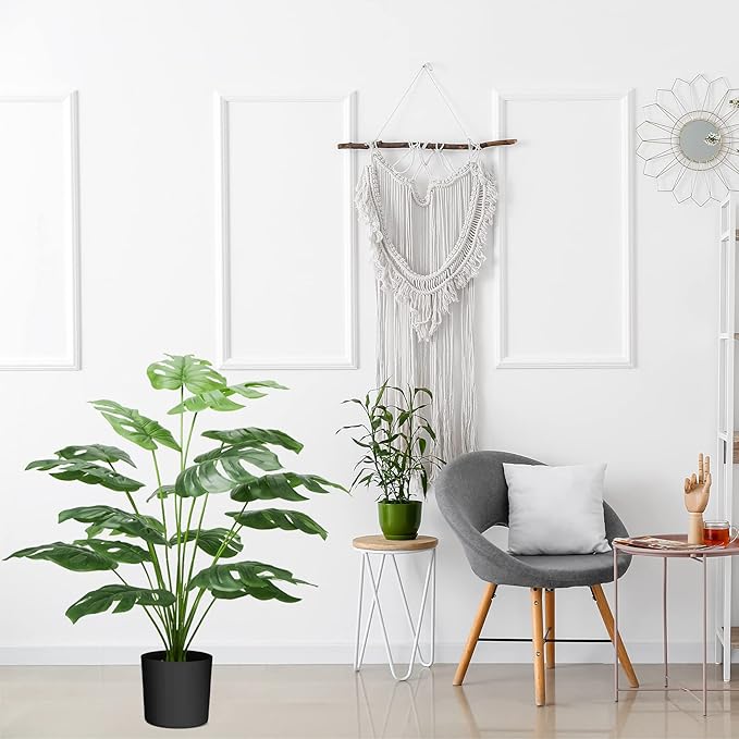 Guheake 28" Fake Plants Large, Artificial Floor Faux Monstera Plant with Planter for Home Office Decor Indoor
