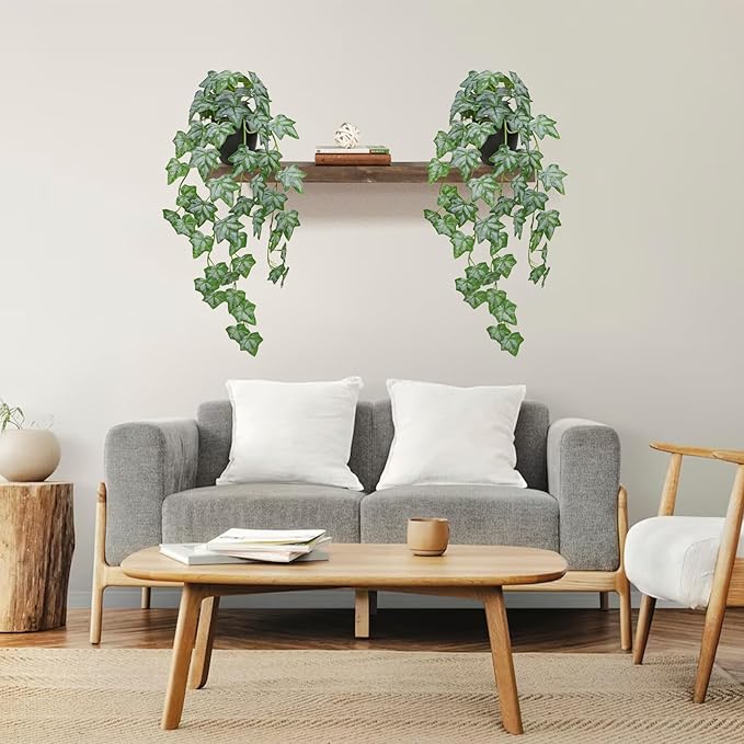 GnFlus Set of 2 Fake Ivy Plant for Home Decor Indoor Silk Artificial Hanging Plant 25" Fake Ivy Vine Faux Ivy Leaves for House Room Indoor Outdoor Home Shelf Office Desk Plant Decor
