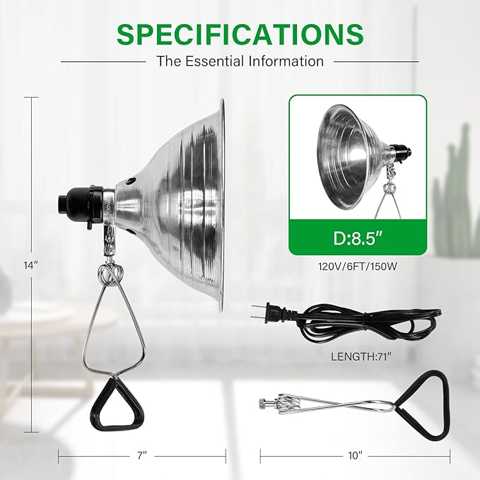 Simple Deluxe Clamp Lamp Light with 8.5 Inch Adjustable Aluminum Reflector and 6 Feet Cord, up to 150W E26 Socket (no Bulb Included), Silver and Black, 4 Pack