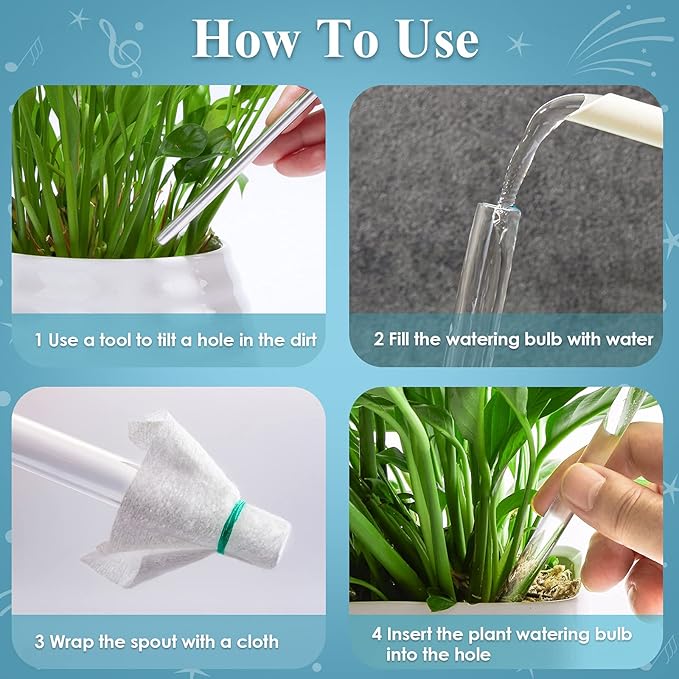 NiHome Bird Spike Plant Watering Globe 2-Pack 10" Light Gradient Hand-Blown Glass Globe Pot Plant Waterer for Home Indoor Outdoor Garden Patio Hanging Flower Automatic Irrigation System