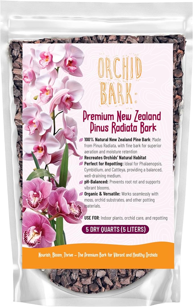 GARDENWISE Premium Orchid Bark for Potting Mix – Ready-to-Use Pine Bark for Indoor Plants, Orchid Repotting & Soil Mix Creation, Ideal Orchid Medium (5 Quarts)