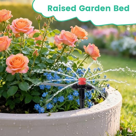 Upgrade 240FT Quick-Connect Drip Irrigation System Kit, Auto Garden Watering System with 1/4" & 1/2" Fast-Lock Tubing, Adjustable Nozzles Emitters for Raised Garden Beds,Greenhouse, Lawn, Patio