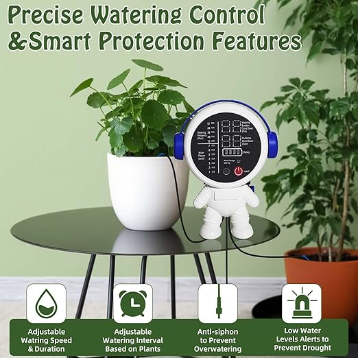 Solar Drip Irrigation System for Garden/Outdoor/Indoor, Garden Solar Automatic Watering System for 15 Potted Plants, Vacation Automatic Plant Waterer Outdoor with 2500mAh Battery, 50Ft Tube