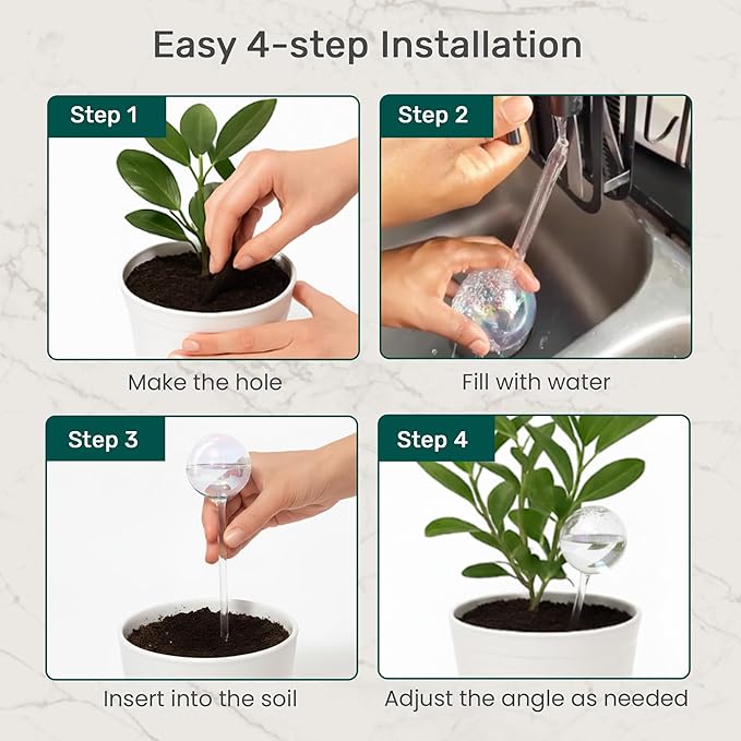 Little Green Leaf Automatic Plant Watering Globes Self Watering Planter Inserts (Set of 2) | Hands Free Clear Glass Bulbs | Planter Spikes to Support Indoor & Outdoor Plant Health (200ml)