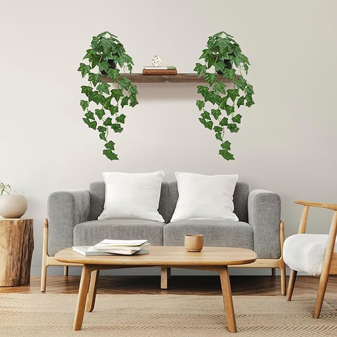 GnFlus Set of 2 Fake Ivy Plant for Home Decor Indoor Silk Artificial Hanging Plant 25" Fake Ivy Vine Faux Ivy Leaves for House Room Indoor Outdoor Home Shelf Office Plant Decor