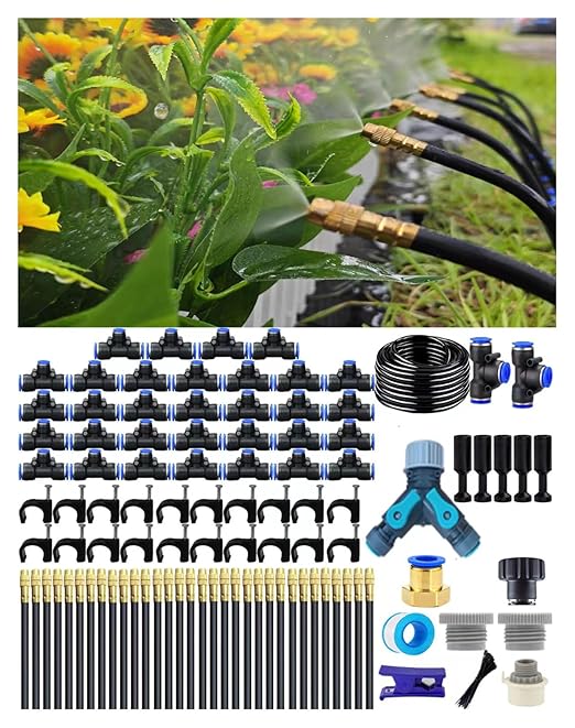 Drip Irrigation System,Automatic Garden Watering System,360° Adjustable Spray Sprinkler Kit, Easy Installation No Tools, Fine Mist Watering forGarden,Patio,Potted Plants,Courtyard Watering System