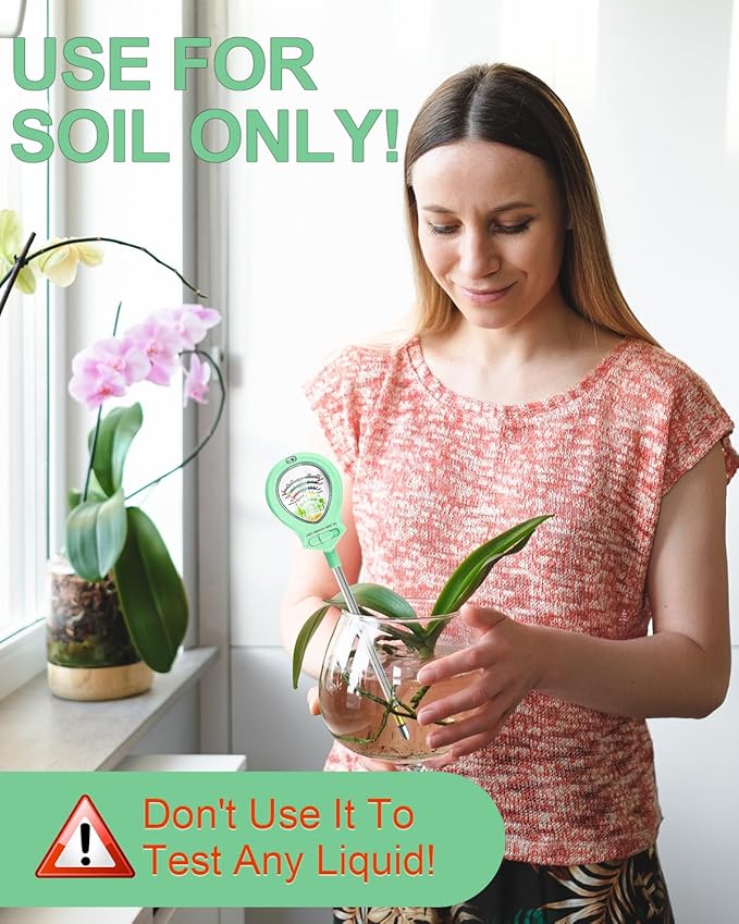 2024 Upgraded Soil Moisture Meter for Plants, Soil pH Meter, 4-in-1 Soil Tester for Light/Moisture/pH/Fertility, Plant Water Meter for Garden, Lawn, Greenhouse, Indoor & Outdoor