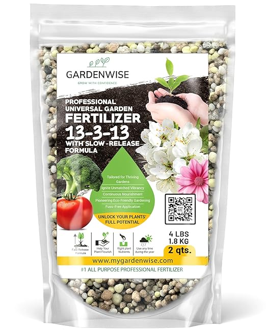 Gardenwise Professional Universal Garden Fertilizer 13-3-13 with Slow-Release Formula (2 QUARTS)