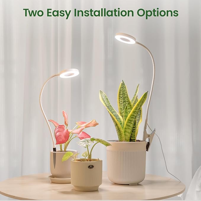 LORDEM Indoor Plant Grow Lights with 6/8/12/16H Auto Timer, 3 Spectrum Modes, Full Spectrum LED, Adjustable Height, for Small Plants, 3 Pack White