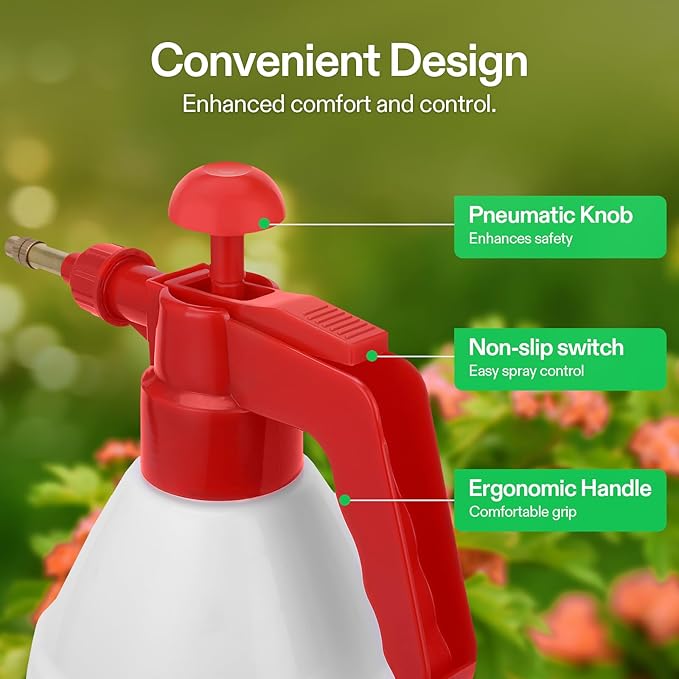 VIVOSUN 27oz Pump Sprayer, Handheld Garden Water Sprayer Bottle with Adjustable Brass Nozzle, for Spraying Plants, Flowers, Weeds and Cleaning, Red