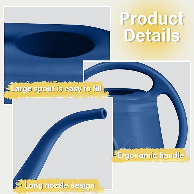 Plastic Watering Can - for Indoor and Outdoor Plant - 1/2 Gallon - Blue