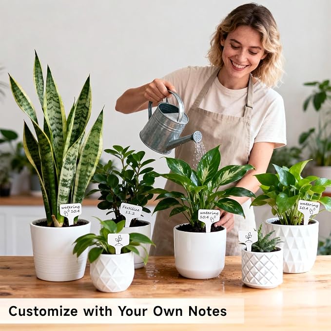 KINGLAKE Plant Labels 4 Inch - 200Pcs Plastic Plant Tags Markers T-Type Nursery Garden Labels Waterproof with Permanent Marking Pen for Seedlings Indoor Outdoor Garden Greenhouse