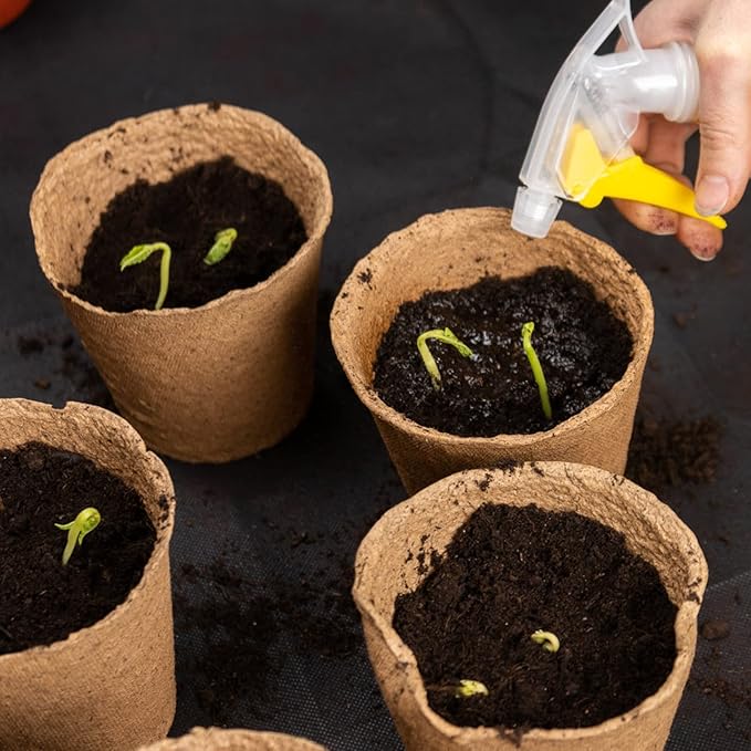 INCIKITI 40Pcs 3.15 Inch Peat Pots, Biodegradable Eco-Friendly Round Plant Seedling Starters Kit, Seed Germination Trays with 10 Labels for Flower Vegetable Tomato Saplings & Herb Germination, Khaki