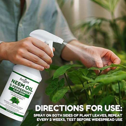 Neem Oil Spray for Plants with Peppermint Oil, Natural Neem Oil Spray for Indoor/Outdoor Plants, Suitable for Organic Gardening (16oz, Pet Safe, Non Toxic)