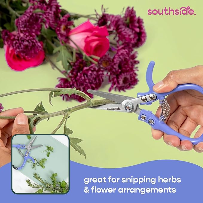 Southside Garden Scissors – Lightweight Pruning Shears for Houseplants, Indoor & Outdoor Gardening Tool, High-Carbon Steel Blades with Safety Lock