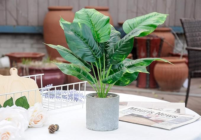 2pcs Fake Plants Medium Artificial Tropical Plants Indoor for Home Bathroom Bedroom Kitchen Office Desk Decor