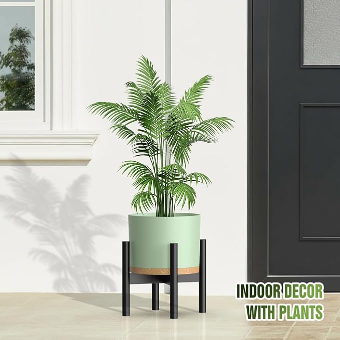 10/9/8 Inch Large Plant Pots with Drainage Holes and Trays, 3 Pack Modern Minimalist Cylinder Planters for Monstera, Snake Plant, Indoor Outdoor (Matte Green & Brown)