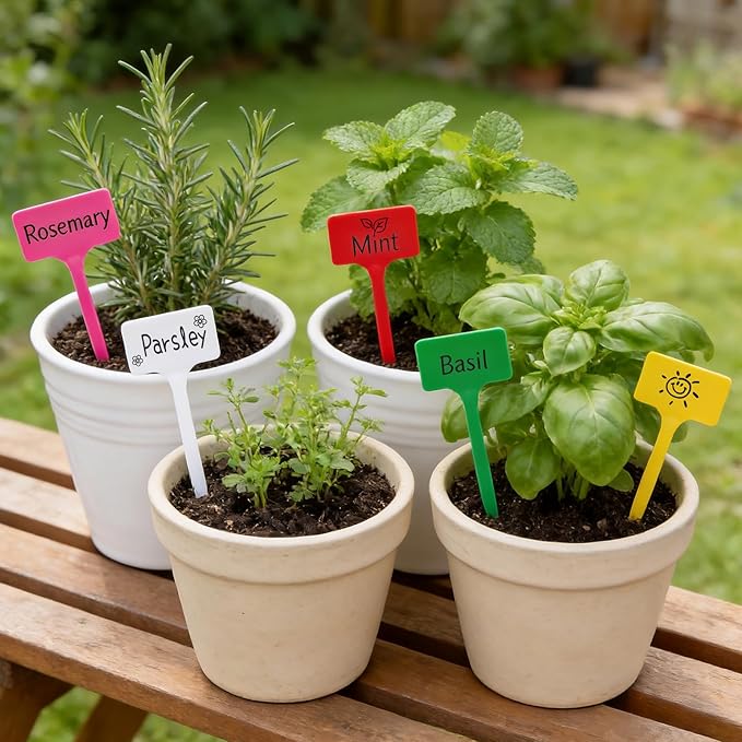 KINGLAKE Large Plant Labels 6 Inch - 50 Pcs Tall Thick Plastic Plant Tags Nursery Garden Labels for Outdoor Garden Waterproof Multicolored Plants Name Tags for Vegetables Flower Seed Pot Garden Beds