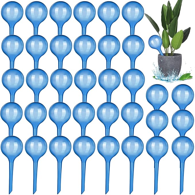 Pinkunn 36 Pcs Plant Watering Globes Plastic Self Watering Bulbs Automatic Plant Watering Devices Self Watering Planter Insert Small Plant Waterer for Garden Indoor and Outdoor Plants Flowers (Blue)