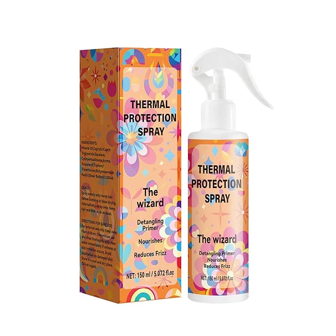 Lanthome Thermal Protection Spray for Hair - 450°F Heat Protectant, Frizz Control & Shine Enhancer, Suitable for All Hair Types & Hot Tools 150ml