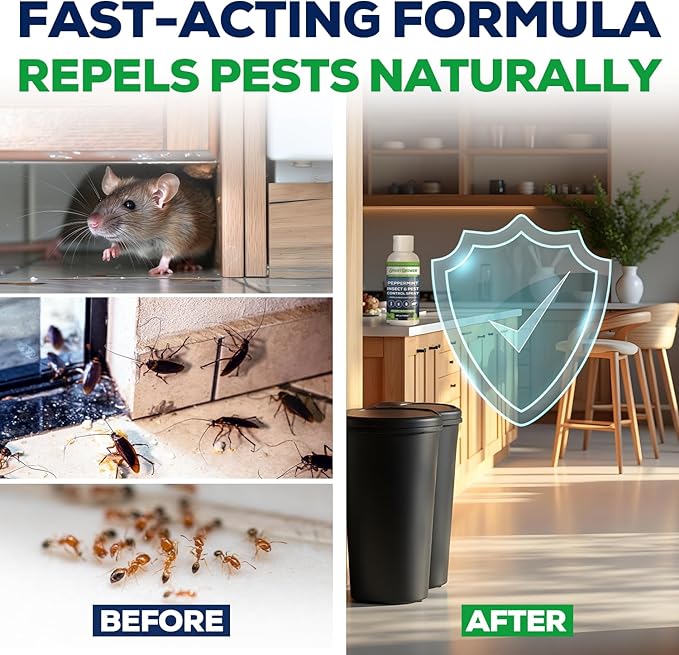 Peppermint Insect & Pest Control Best Value Concentrate - Repels Insects & Pests for Home, Indoor, Outdoor, Garden - Maximum Strength Concentrate (Makes One Gallon RTU) 8 oz