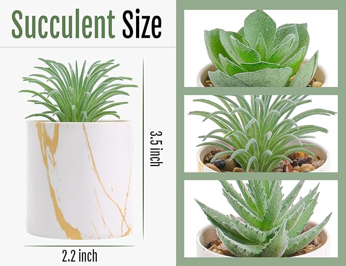 Der Rose 3 Pack Small Fake Plants Succulents Plants Artificial in Pots for Home Office Desk Decor for Women