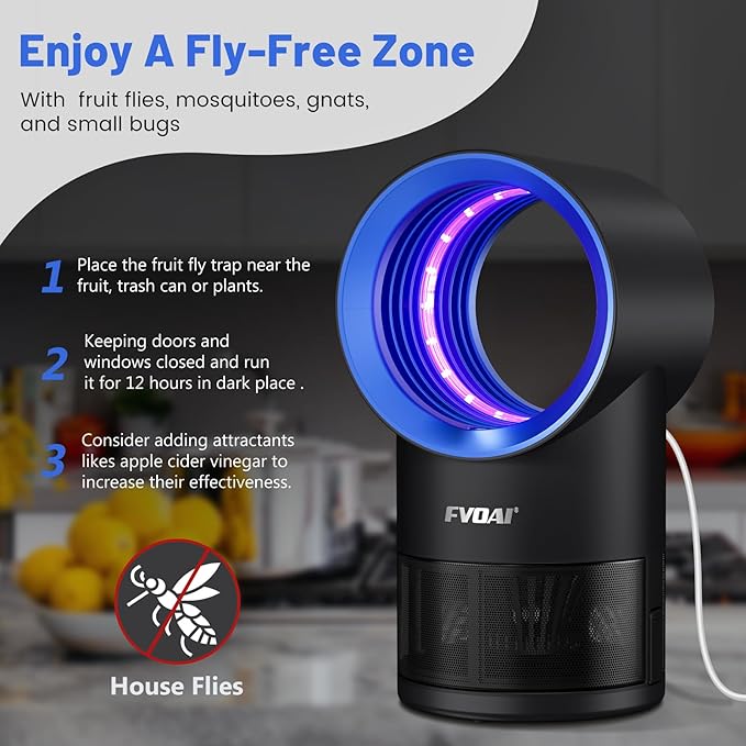 Fruit Fly Trap for Indoors, Fly Traps for Home Gnat Traps House Indoor, Indoor Insect Trap with Time Setting, 10 Sticky Glue Boards (Blue)