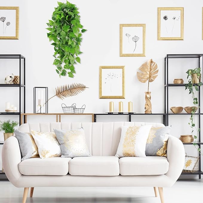 CEWOR 2pcs Fake Hanging Plants for Room Decor, 3.6ft Artificial Ivy Pothos Vine for Wall Living Room Patio Indoor Outdoor Home Shelf Office Decor (No Baskets)