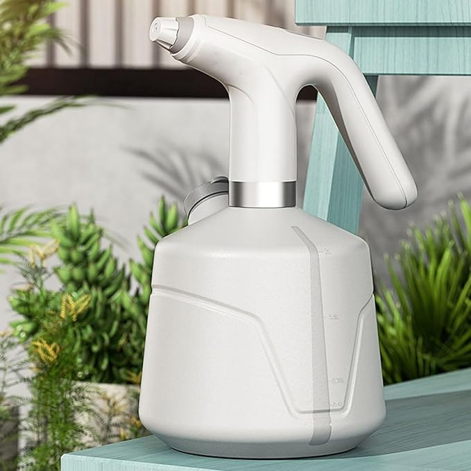 Electric Plant Spray Bottle, Rechargeable Battery, 6 Hours Lasting, Electric Quantity Display, Wide Spray Range, Water Injection Port, Suitable for Plants, Cars, Household (White)