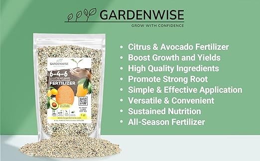 Gardenwise 6-4-6 Avocado and Citrus Tree Professional Fertilizer Plant Food for Outdoor/Indoor Gardening; Quick-Release Nitrogen Fertilizer; Orange, Lime, Avocado and Lemon Tree Fertilizer (4 QUARTS)