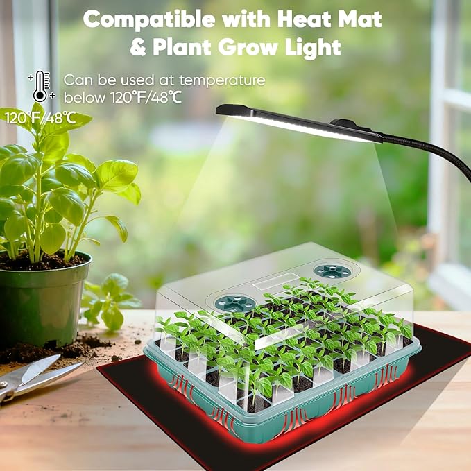 192 Cell Seed Starter Tray, Seed Starter Kit with Adjustable Humidity Dome, Seed Starting Trays Plant Starter Kit for Seeds Growing Starting, Indoor Gardening, Greenhouse