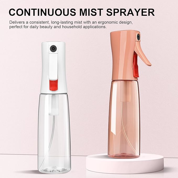 Continuous Spray Bottle for Hair – Fine Mist Water Mister, Empty Spray Bottles – Recycled Hair Misting Sprayer for Styling, Cleaning, Plants, Barbers, Salons & More – 2pk 6.1 OZ