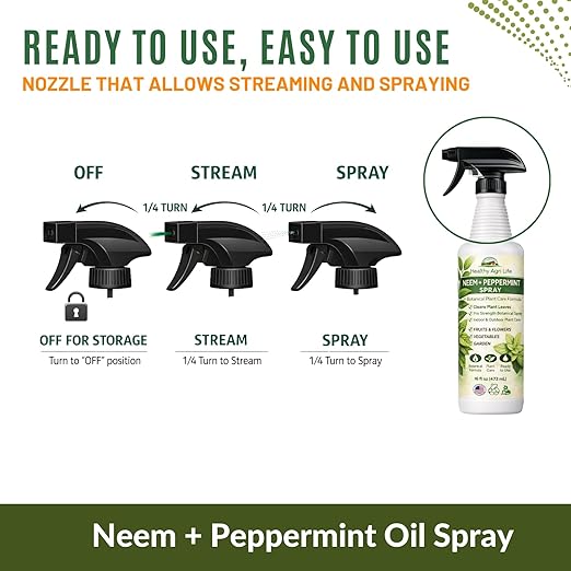 Neem & Peppermint Plant Spray for Garden, Vegetables & Indoor Plants – Botanical Leaf Care Mist, Supports Clean Healthy Leaves, Ready-to-Use Garden Spray for Fruits, Herbs & Houseplants