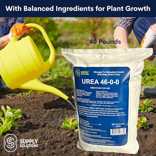 Supply Solutions Urea 46-0-0 Nitrogen Fertilizer to Stimulate Lush Growth and Deep Green Color - Plant Food Plant Fertilizer for Plants Lawn Garden - Bloom Booster for Flowers, Fruits (40 Pounds)