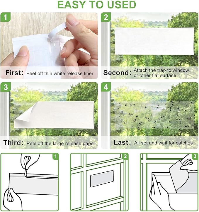 LFSYS 35XL Pack Window Fly Trap, Fruit Fly Traps for Indoors, Fly Trap Indoor Clear, Fly Paper Sticky Strips