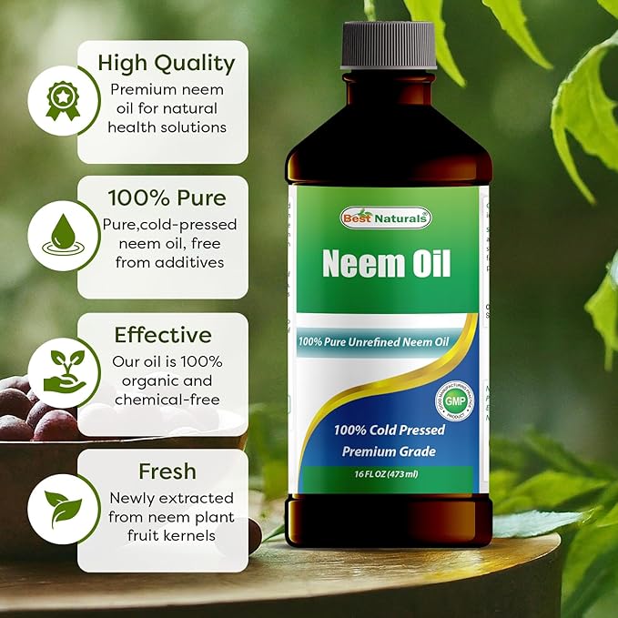 Best Naturals 100% Pure Neem Oil, 100% Cold Pressed and Unrefined - 16 OZ (3 Bottles)