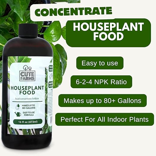 Houseplant Food 16oz Concentrated Fertilizer for Pothos, Monstera and More - All Purpose Indoor Plant Food - Makes up to 80+ Gallons - Cute Farms