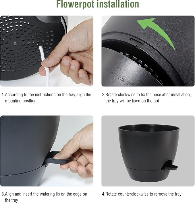 WSMKSZ 10 inch Self Watering Pots, 2 Pack Plastic Planters with Mesh Drainage Holes for Garden Plants and Flower, Plants Pots with Deep Reservoir for Indoor Outdoor Plants, Black