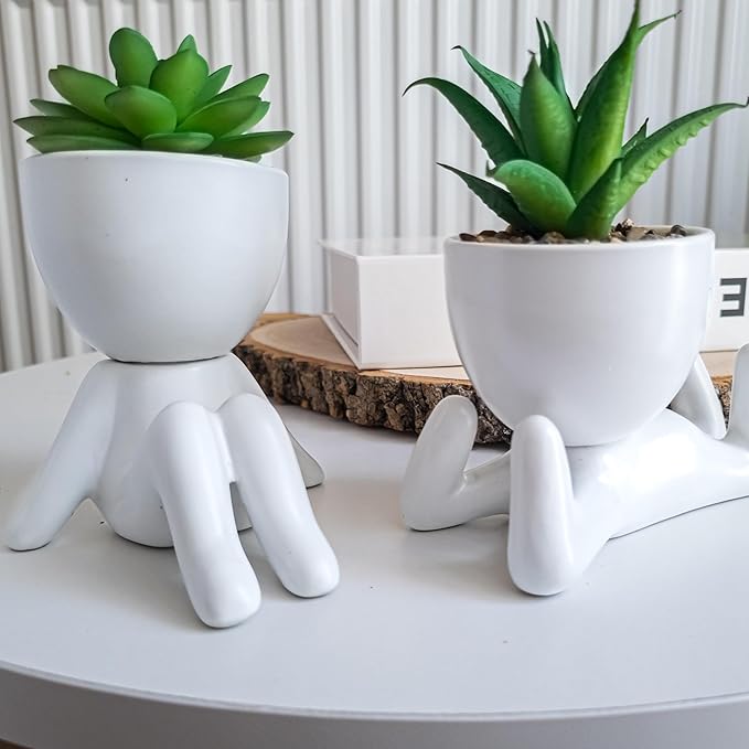 Small Fake Plant Office Decor for Women - Desk Decorations - Cute Office Decor - Office Plants Decor for Wall Shelf - Succulents Fake Plants Home Decor - Office Desk Accessories