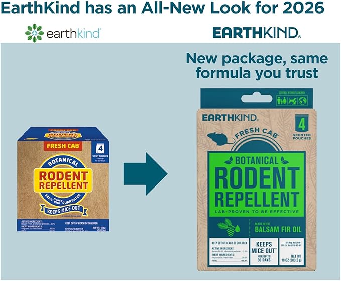 Fresh Cab Rodent Repellent - Botanical Pest Control for Indoor Use - Safe for Kids & Pets When Used As Directed - Made with Plant Fibers, Balsam Fir Essential Oil & Fragrance - 4-Pack