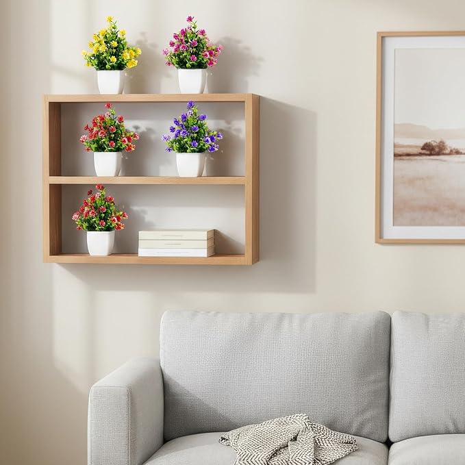 CEWOR Fake Flowers 4 Packs Artificial Plants Indoor Mini Eucalyptus Flowers Decorations for Spring Desk Wedding Bathroom Office Home Room Table Decor Indoor Outdoor