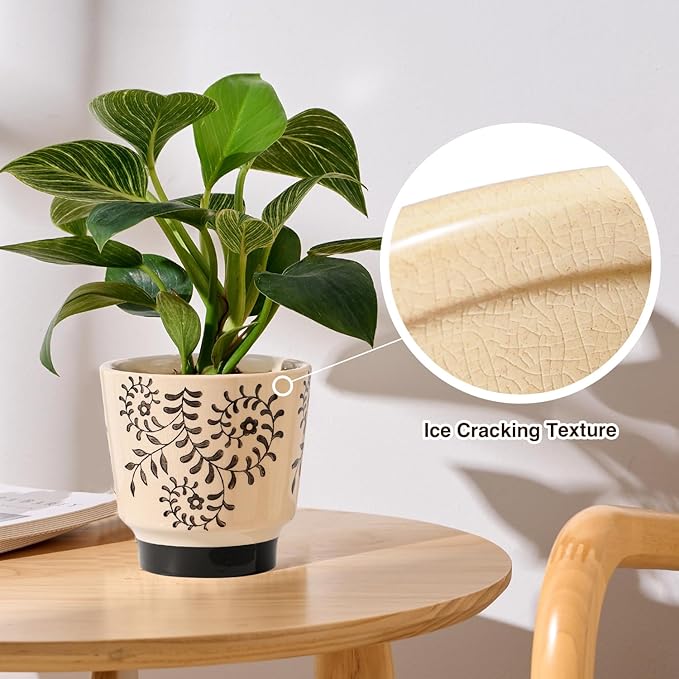 STHIE Indoor Ceramic Plant Pots with Drainage Holes 5 Inch Cute Succulent Flower Pots Small Orchid Planter Pots for Indoor Plants Garden Pots, Flower
