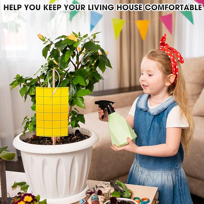 Qualirey 400 Pcs Sticky Trap for Gnats Dual Side Sticky Fruit Fly Trap with Tie Plant for Flying Insect Fungus Bugs Flying Catcher for Indoor (3'' X 5'')