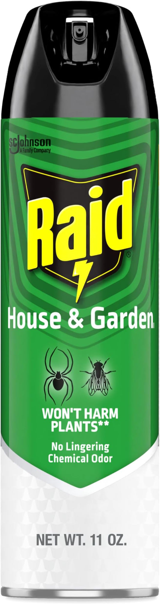 Raid House and Garden Insect Killer Spray, for Indoor & Outdoor Use, Won't Harm Plants, 11 oz