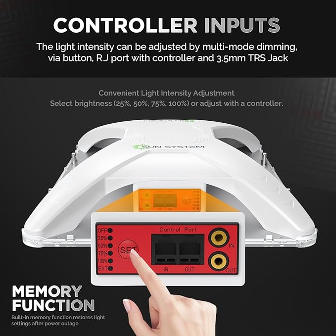 Sun System P1000 HelioGrow LED Grow Light for Indoor Plants - 100 Watt, High Efficiency Full Spectrum Dimmable Diodes, Daisy Chain up to 512 Units, 2 Year Warranty, Mounting Hardware Included