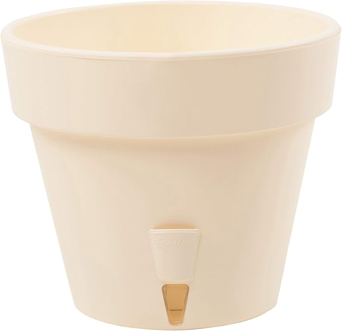 DECOPOTS - Pack of 3 - Self Watering Planter - Height 6.9 inches - Flower Pot with Bottom Watering Level Indicator for All House Plants, Flowers, Herbs (Diameter 6.9", Cream)