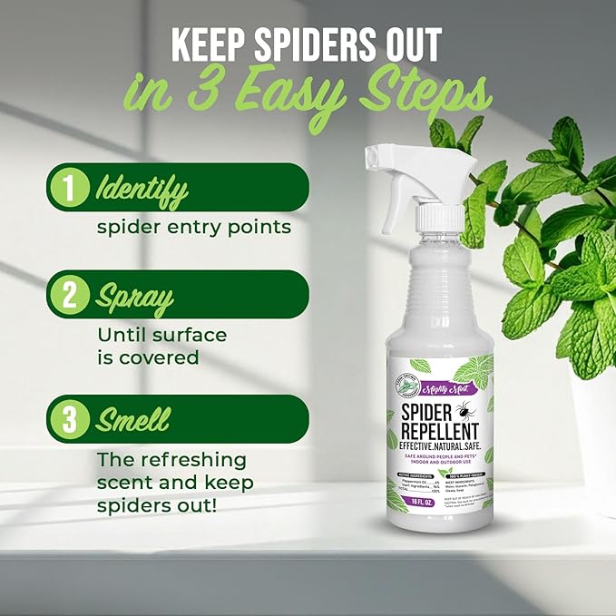 Mighty Mint Peppermint Oil Spider Repellent Spray – Indoor & Outdoor Bug Control for Spiders and Insects – Plant-Based, Extra-Strong Formula - 16 oz