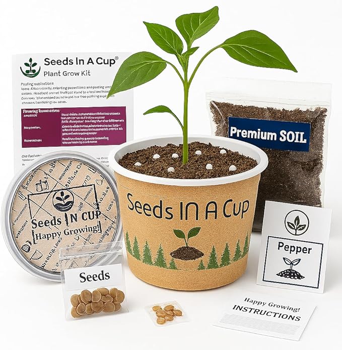 Seeds In A Cup® Plant Grow Kit – 60+ Varieties of Vegetables, Herbs & Flowers | Indoor & Outdoor Seed Starter for Kids & Adults | Grow Your Own Garden | Gardening Gift (Bachelor Buttons)
