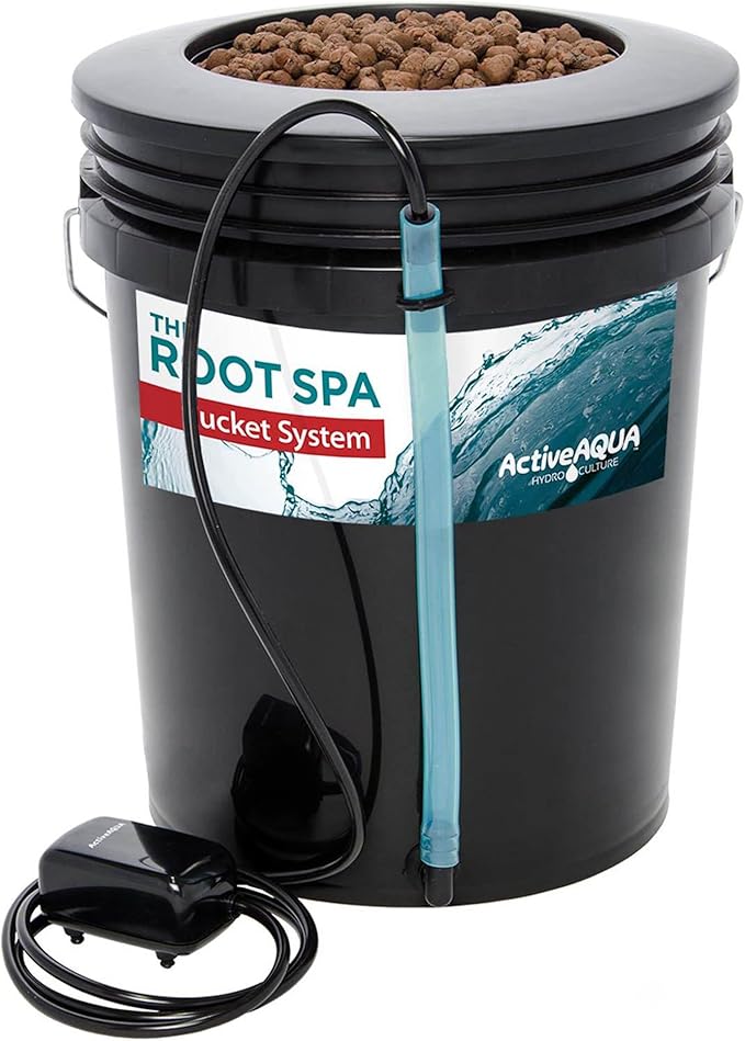 ACTIVEAQUA RS5GAL4SYS Root Spa 5 Gallon Hydroponic 4 Bucket Deep Water Culture Grow Kit System with Multi-Purpose Air Hose and Air Pump, Black