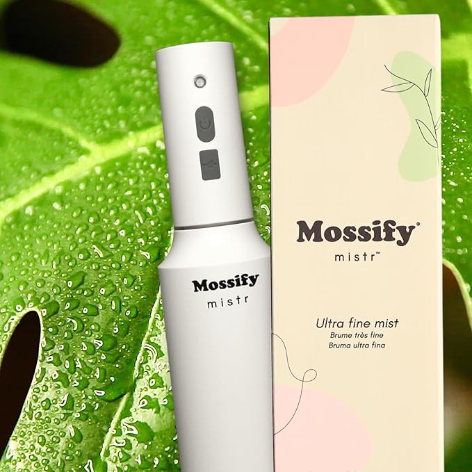 Mossify Mistr Electric Plant Mister – Battery Powered Sprayer, Automatic Spray Bottle for Houseplants, Adjustable Outdoor & Indoor Plant Mister, USB Rechargeable Electric Sprayer & Hands-Free Watering